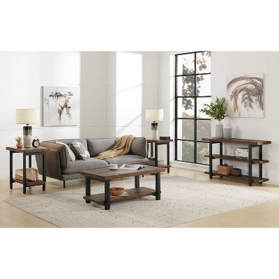 Rustic Natural 52" Wood and Metal Media Console with Storage