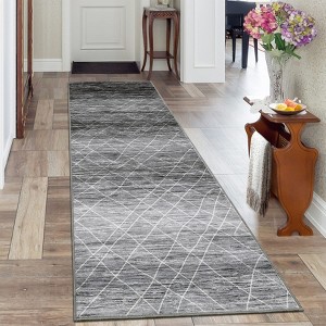 Modern Abstract Striped Area Rugs for Living Room Bedroom Machine Washable Low Pile Non Slip Foldable Carpet Indoor Soft Room Decor - 1 of 4