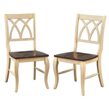 Set of 2 Montauk Dining Chairs Antique White/Oak - Buylateral