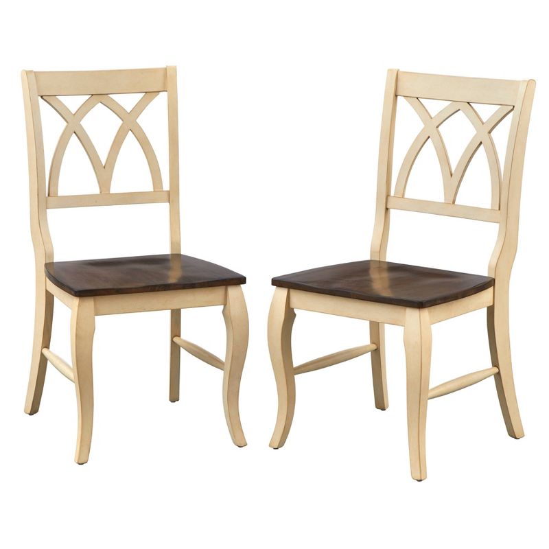 Set of 2 Montauk Dining Chairs Antique White/Oak - Buylateral, 1 of 7