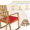 Tangkula Outdoor Rocking Chair Acacia Wood Armrest Cushioned Sofa W/Removable High-Density Cushion for Garden - image 4 of 4