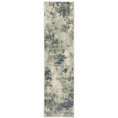 Oriental Weavers Branson BR12A Beige/ Teal Indoor Area Rug - 1'10" x 7'3"