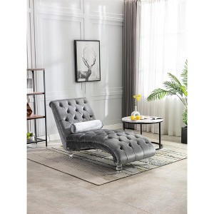 Leisure Concubine Sofa with Solid Acrylic Legs for Living Room or Bedroom - 1 of 4