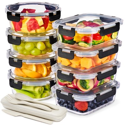 Sorbus 16 Piece Glass Meal Prep Containers with Airtight Lids - Preserves Freshness, Oven Safe, durable, BPA-free