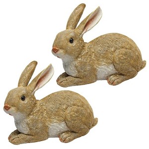 Design Toscano Bashful, the Bunny, Lying Down Garden Rabbit Statue: Set of Two - 1 of 4