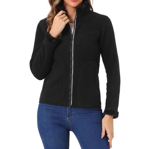 INSPIRE CHIC Women's Full Zip Long Sleeve High Neck Side Pockets Winter Fleece Jacket - image 1 of 4