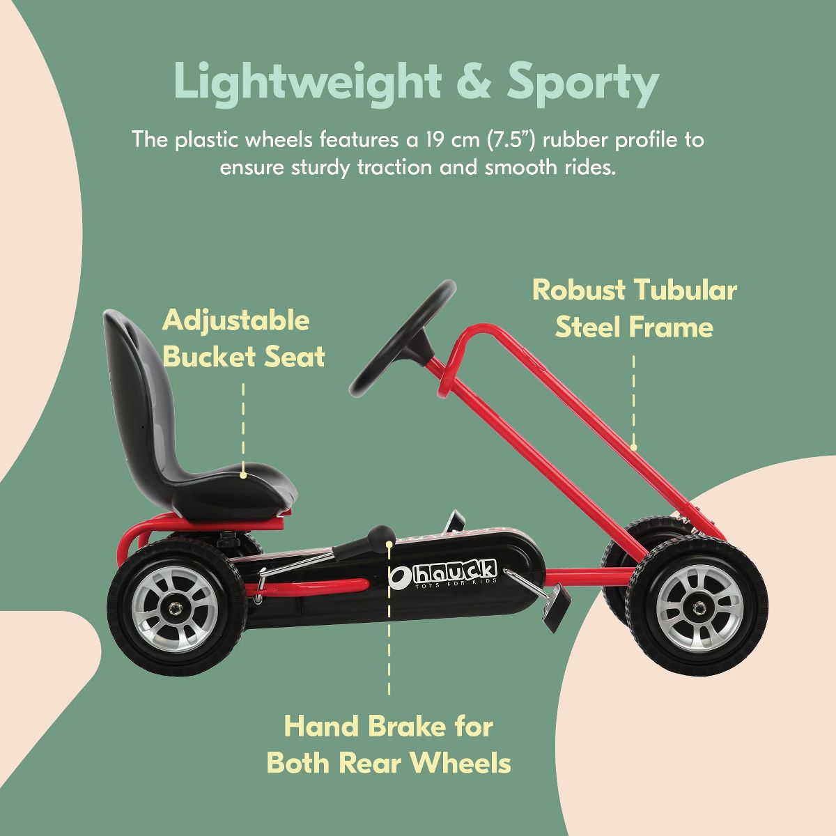 hauck Lightning Ergonomic Pedal Ride On Go Kart Toy for Boys and Girls - thumbnail 4