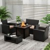 WestinTrends 4 Piece Conversation Outdoor Patio Sofa Set with Square Fire Pit Table - 2 of 4