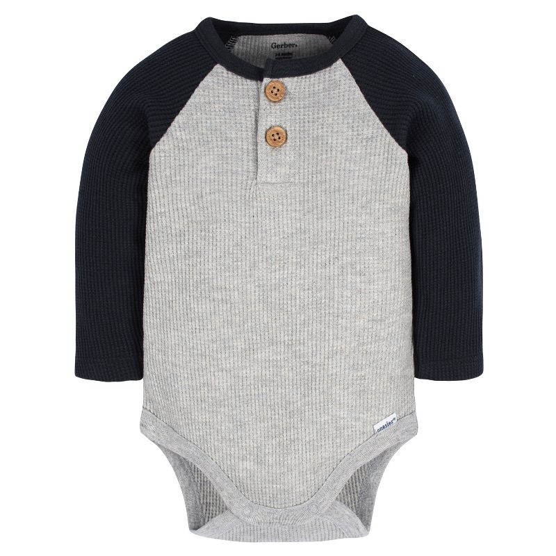 Gerber Baby Boys' Henley Long Sleeve Onesies® Bodysuits - 2-Pack, 4 of 10