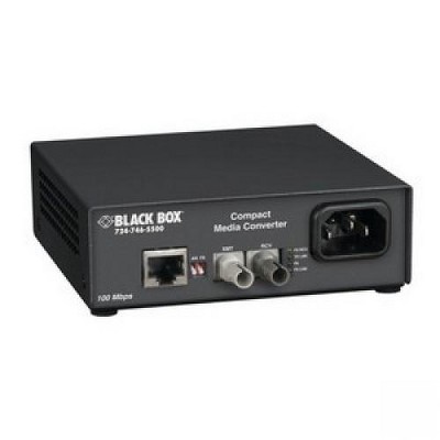 Black Box Fast Ethernet Compact Media Converter - 1 x RJ-45 , ST Duplex - 100Base-TX, 100Base-SX - External