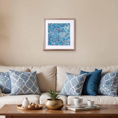 Blue Seashell Mosaic Framed Wall Art on Canvas