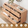 Sapphtopaz Modern Double Dresser with 6 Rattan Drawers, Wood Closet Storage with Alloy Ring Pulls for Entryway Versatile Dresser for Bedroom - 3 of 4