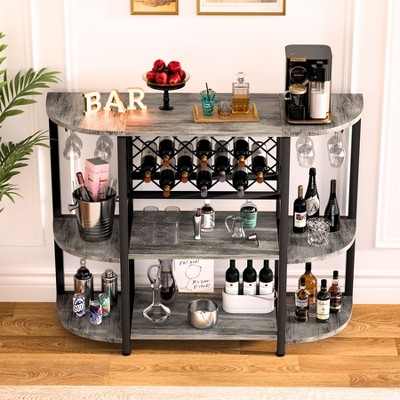 Aheaplus 47.24" Storage Wine Bottle & Glass Rack