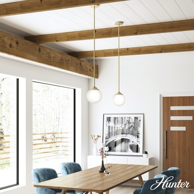 Modern Brass and White Glass Mini Globe Pendant Light