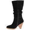 Journee Signature Womens Genuine Leather Syrinn Almond Toe Inside Zip Mid Calf Boots - 2 of 4