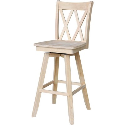 International Concepts Double "X" Back Bar Height Stool - With Swivel 30" Seat Height