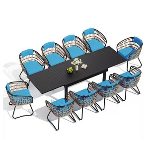 Crestlive Products Modern Aluminum Outdoor Dining sets Expandable Patio Dining Table with arm chairs for 4-10 People Outside - 1 of 4