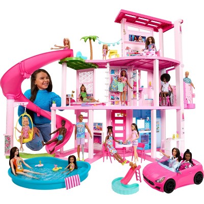 Barbie Dreamhouse Pool Party Doll House with 75+ pc, 3 Story Slide