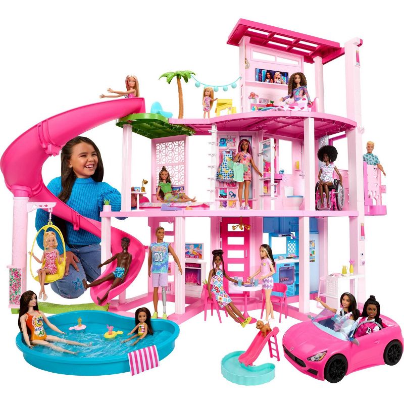 Barbie Dreamhouse Pool Party Doll House with 75+ pc, 3 Story Slide, 3 of 10