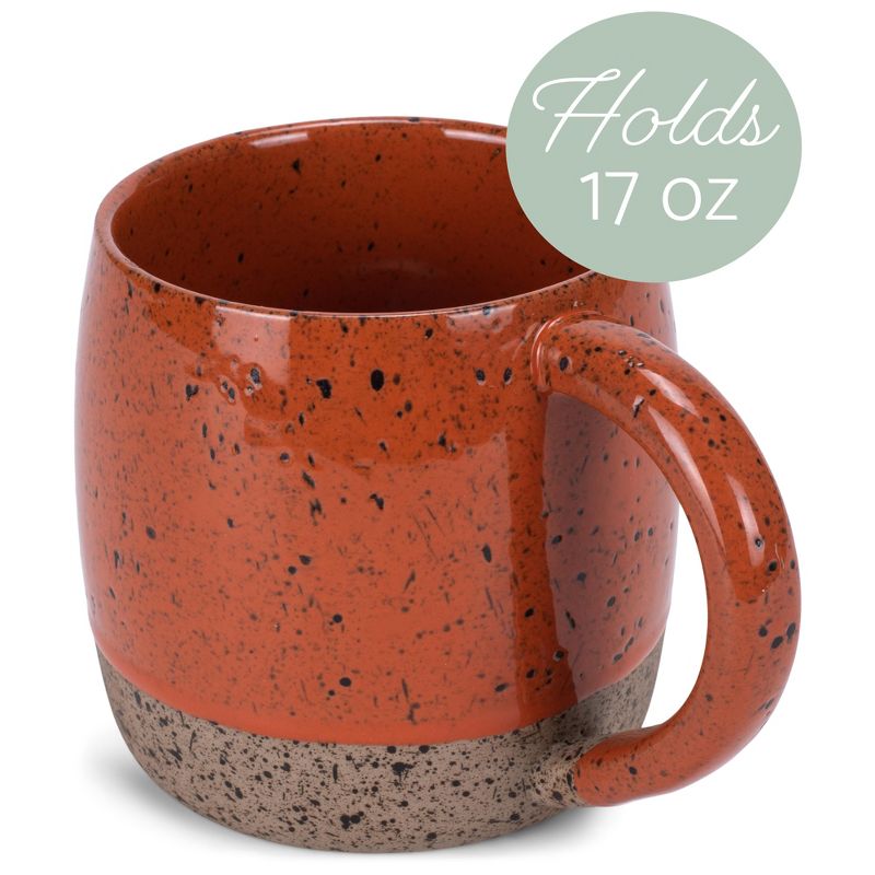 Elanze Designs Speckled Raw Bottom 17 ounce Ceramic Mugs Pack of 2, Burnt Orange, 2 of 6