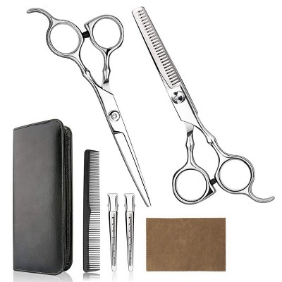 YEVYO Hair Cutting Scissors Set, 6 Inch Hairdressing Thinning Shears for Hair Cutting for Women, Men, Kids - Silver
