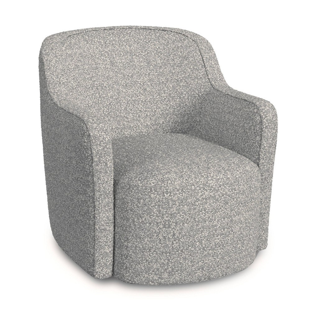 Photos - Coffee Table HomePop Upholstered Swivel Accent Chair White/Gray Boucle