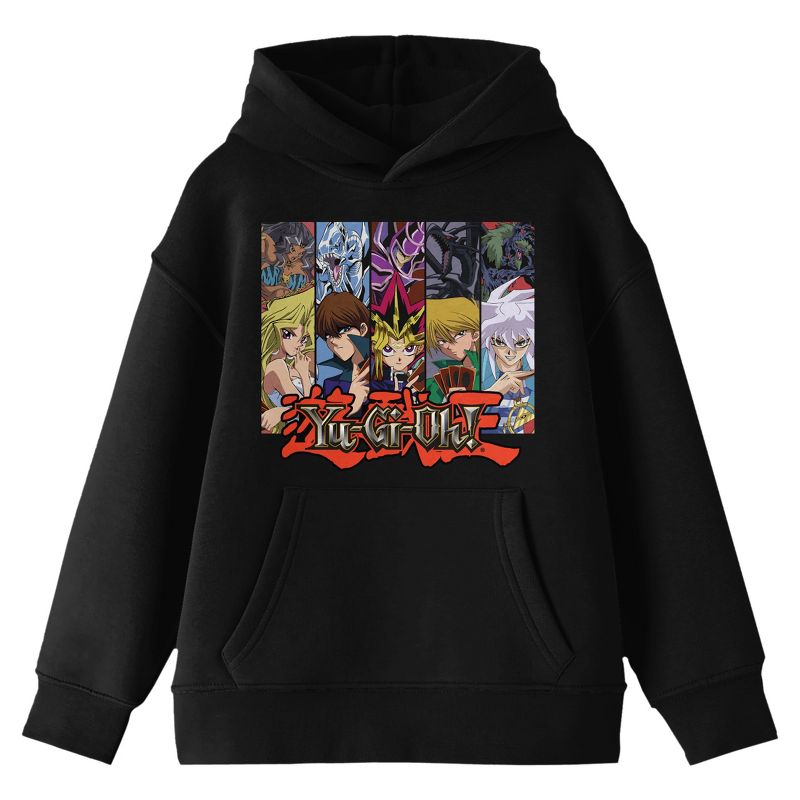 Yu-Gi-Oh Character Group With Main Monsters Long Sleeve Black Youth Hooded Sweatshirt, 1 of 4