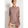 Slickblue Women's Casual Long Tunic Top with Side Ruching and Boat Neck - Mauve, Mocha or Smoke Shades, Size S-L - 2 of 4