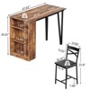 3-Piece Counter Height Dining Table Set with Stools, Drop Leaf Bar Table and Chairs, Storage Shelves, Space-Saving Kitchen Furniture - 2 of 4