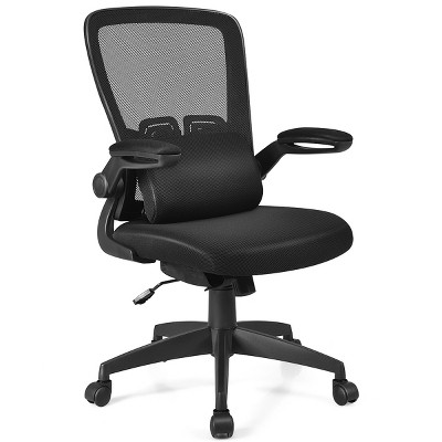 Costway  Mesh Office Chair Adjustable Height&Lumbar Support Flip up Armrest Black