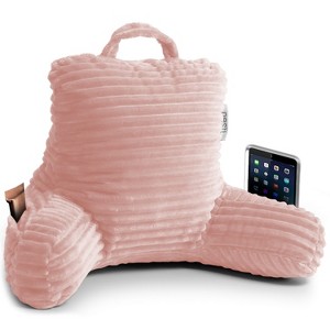 Nestl Cut Plush Striped Reading Pillow for Adults, Kids & Teens, Shredded Memory Foam Bed Rest Pillow with Arms - 1 of 4