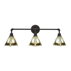 Toltec Lighting Vintage 3 - Light Vanity in  Dark Granite with 7" Zion Art Glass Shade - 1 of 1