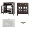 FURNIinspire Bathroom Storage Cabinets Bathroom Storage Organizer, Bathroom Vanity With Ceramic Sink With Adjustable Shelf, Brown, 18.43"*30"*34.05" - 3 of 4