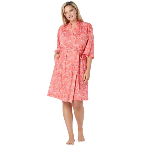 Dreams & Co. Women's Plus Size Cooling Robe - 14/16, Sweet Coral ...