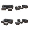 Outdoor 5-Piece Wicker Furniture Set, Seating Set with Tempered Glass Coffee Table, Chairs with Iron Frame and Polyester Cushions-Coolbibila - 4 of 4