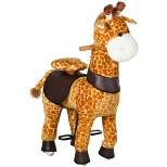 Qaba Baby Stuffed Giraffe Rocking Horse Toy for Girls and Boys, Zoo Animal Plush Ride-on Toy with Soft Feel, Interactive Toy for Kids, Giraffe Gifts