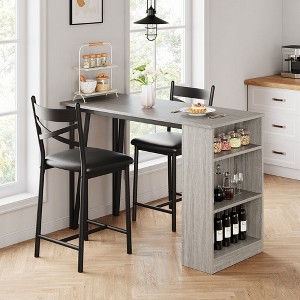 Whizmax 3-Piece 36in Wooden Counter Height Dining Table Set for Kitchen, Dining Room w/Storage Shelves, Metal Frame, 2 Barstools - 1 of 4