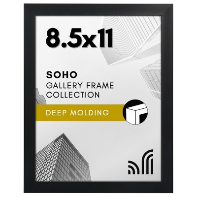 Americanflat 8.5x11 Picture Frame with Shatter-Resistant Glass - Soho Collection - Gallery Style Deep Molding Picture Frames for Tabletop and Wall