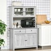 HOMCOM 63.5" Kitchen Buffet with Hutch, Pantry Storage Cabinet with 4 Shelves, Drawers, Framed Glass Doors, Open Microwave Countertop - 3 of 4