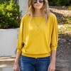 Amaryllis Women's Dolman Sleeve Ribbed Knit Top with Banded Hem Relaxed Fit Casual Style - 4 of 4
