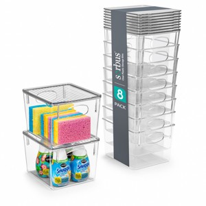 Sorbus Medium Clear Plastic Storage Bins with Lids and Handles for Cleaning Supplies - Conquer Clutter, Enhance Organization and Style - 1 of 4