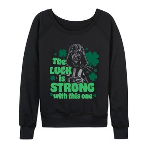 Women's - Star Wars -  Lightweight French Terry Wide Neck Long Sleeve Graphic Shirt - 1 of 4