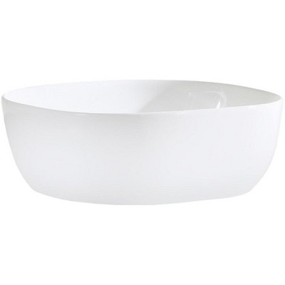 White Ceramic Rounded Square Vessel Bathroom Sink
