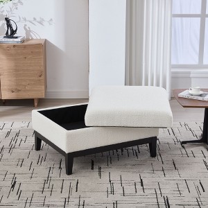 CAVINAS 33.86" Storage Ottoman Bench with Reversible Lid,Square Footrest with Rubberwood Legs,Storage Bench for Bedroom,Living Room - 1 of 4