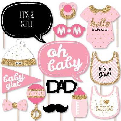 Big Dot Of Happiness Hello Little One - Pink And Gold - Baby Bodysuit Girl  Baby Shower Decorations Diy Party Essentials - Set Of 20 : Target