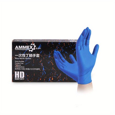 Paaaawaters Disposable Nitrile Gloves Chem Resistant Heavy Duty Food Grade Blue M 100 Count