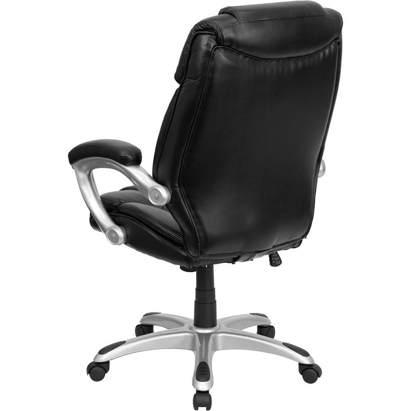 Emma and Oliver High Back Black LeatherSoft Layered Swivel Ergonomic Office Chair, Nylon Base, 2 of 5