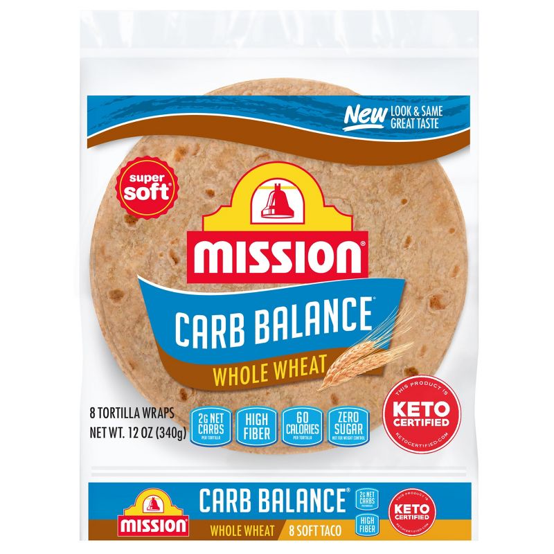 Mission Taco Size Carb Balance Whole Wheat Tortillas - 12oz/8ct, 1 of 12