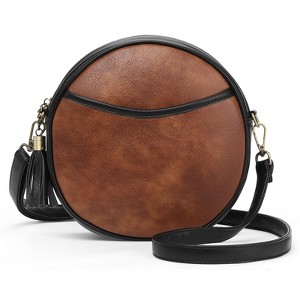 Generic Vegan Leather Crossbody Bags for Women Circle Cross Body Shoulder Bag Purses Handbags with Adjustable Straps - 1 of 4