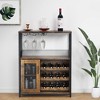 Garvee Wine Cabinet with Large Storage Space and Detachable Rack, Small Sideboard and Buffet Cabinet with Mesh Door, Retro Brown/Gray - 4 of 4